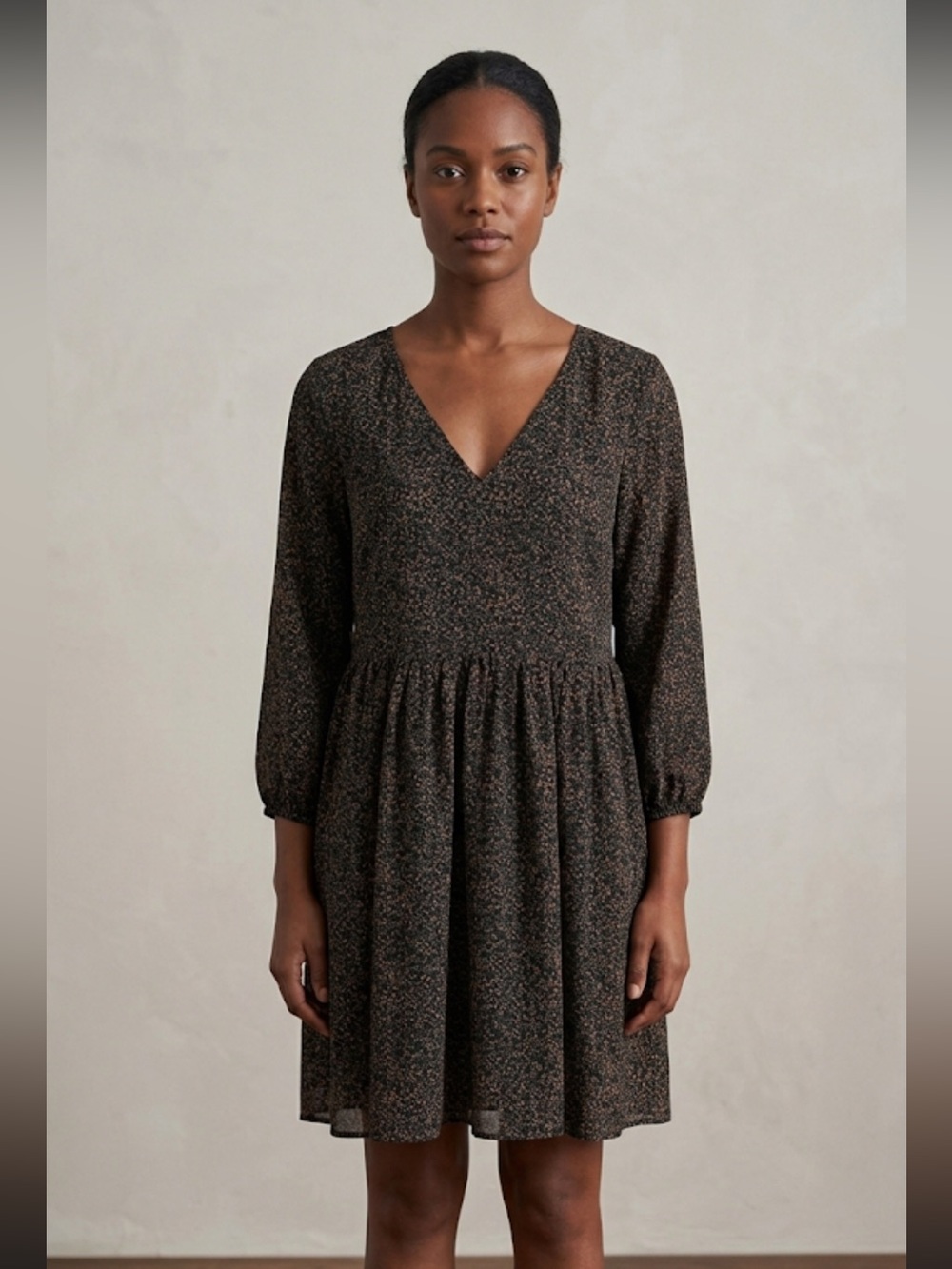 Madewell Crinkle Georgette V-Neck Babydoll Dress Brushed Texture NWT Sz S